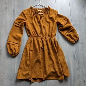 Golden polka dots long sleeve dress